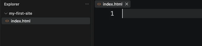my-first-site内に新規作成した空のindex.html